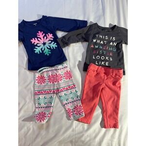 Carters Baby Girls 4 Piece Outfit Set 6 Months Snowflake Amazing Sister Leggings